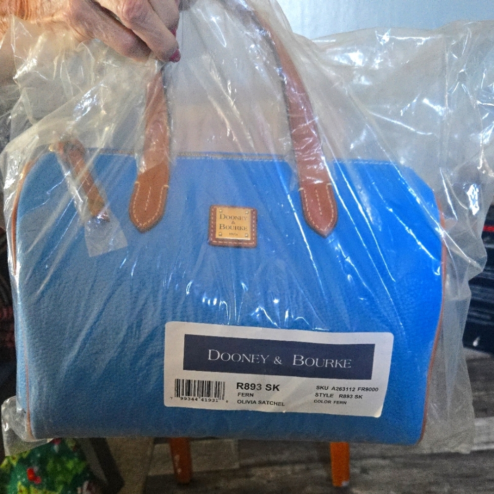 Dooney & Bourke Blue and Tan Satchel